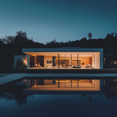 别墅内景带泳池