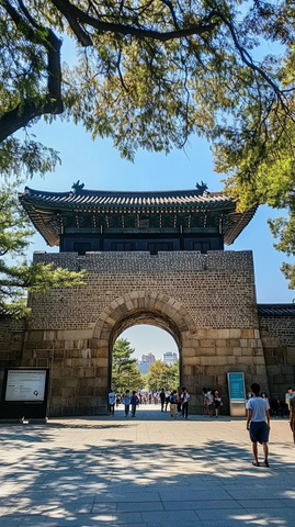 古式拱门建筑下人群活动的景象