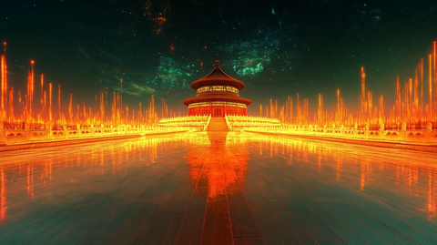 天坛夜景下的壮丽景象