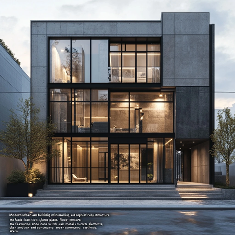 三层玻璃幕墙建筑外观