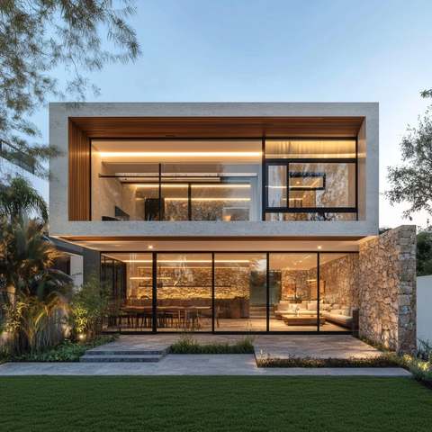 明亮现代木石家居花园