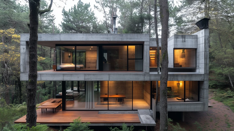 森林顶部混凝土房屋设计