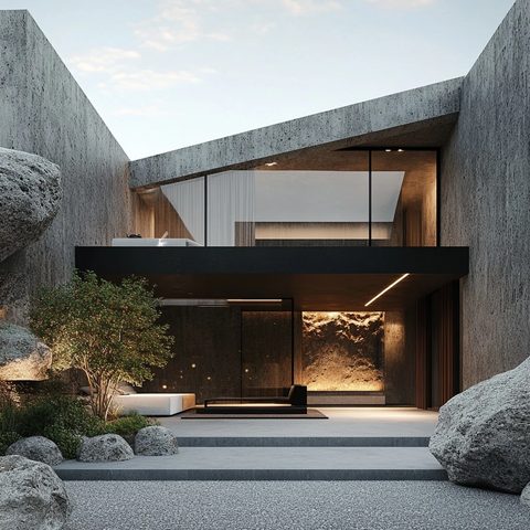 岩石墙混凝土住宅