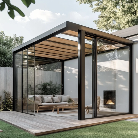 木质地板玻璃围合露台