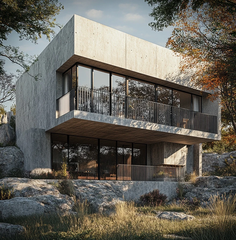 混凝土墙面金属格栅阳台