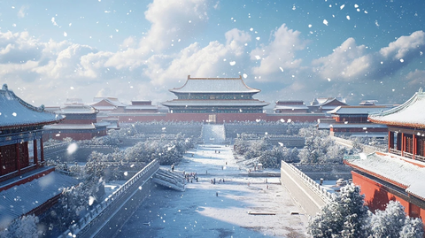 雪中故宫全景俯瞰