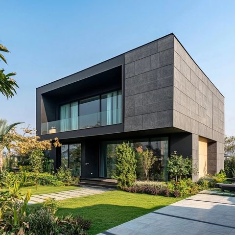 带花园的面板房屋