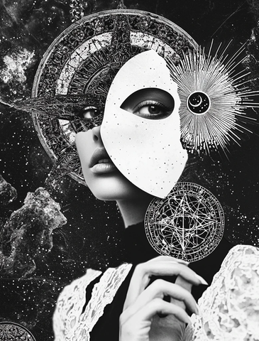 黑白女郎半脸面具星座设计