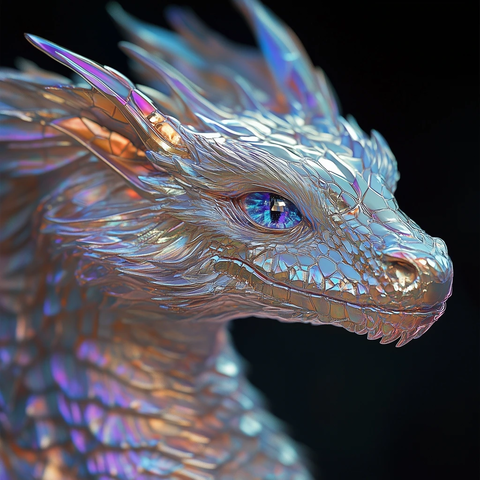 银色龙鳞反射全息光