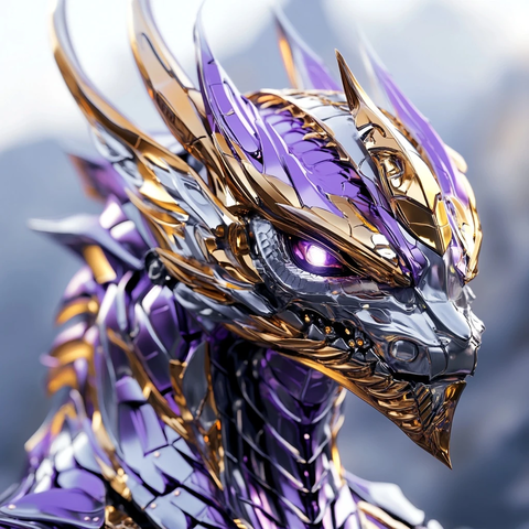 机甲龙首紫金细节渲染