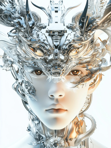 机械龙雕塑前视图