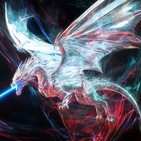 银白龙翼时空裂缝立体装饰