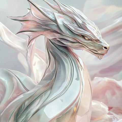 龙形几何线条珍珠白银配色