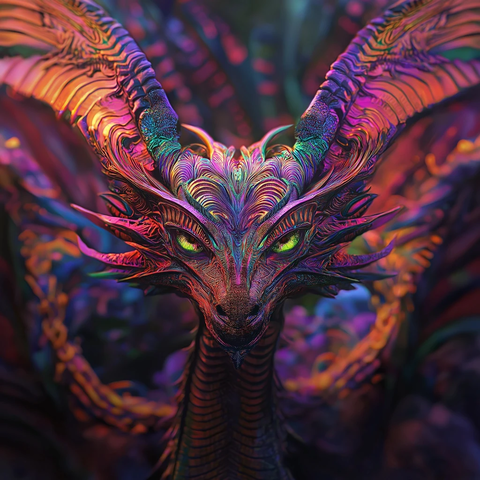 龙翼展开幻彩龙全身像