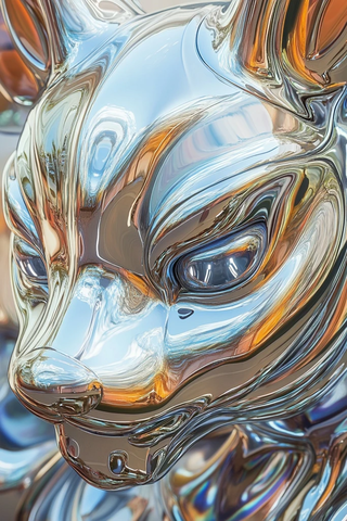 未来狐狸头佛像插画