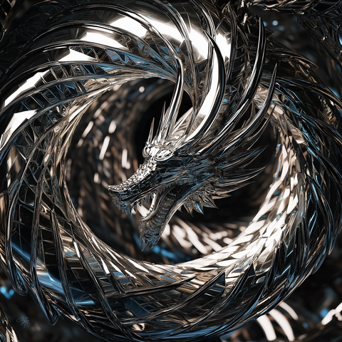 螺旋龙尾环绕中央龙头