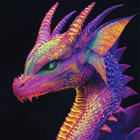 龙角细节特写肩部以上