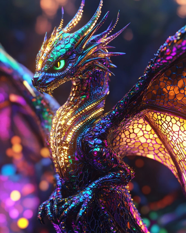 霓虹翼龙玻璃鳞片金链