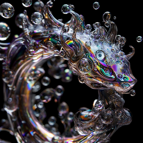 液态金属抽象生物与泡泡