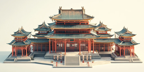 传统中式古建筑模型展示