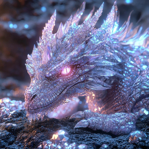 水晶洞穴龙栖息宝石堆