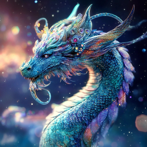 蓝龙飞越星空月色