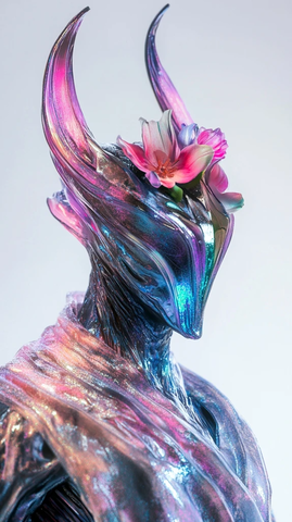 金属生物带花披风