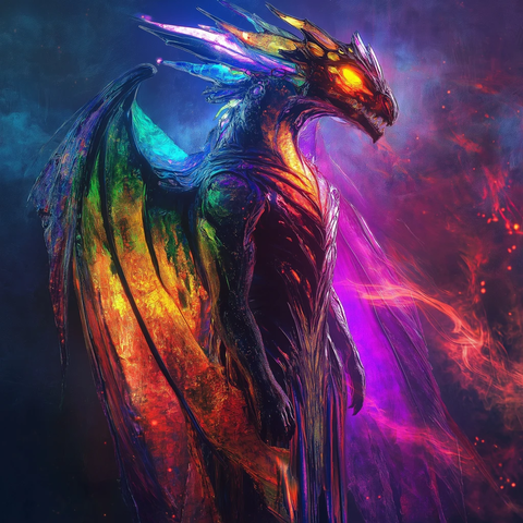 龙首人身发光翅膀幻想设计