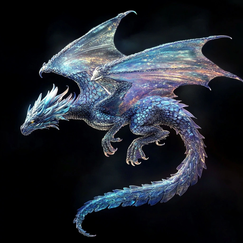 飞龙黑背景鳞片飞行