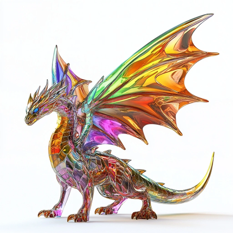 彩色玻璃龙展翅高飞