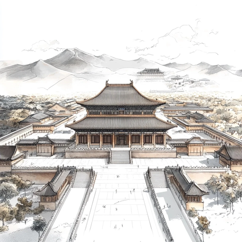 宏伟古建筑群全景展现