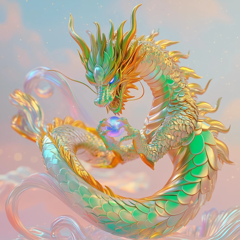 中国龙空中盘旋能量球