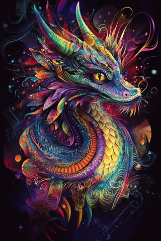 龙形幻彩矢量插画