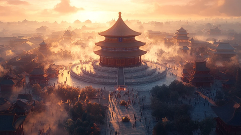 古建筑天坛鸟瞰全景