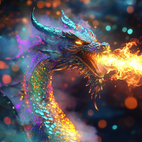 光龙喷火彩虹闪耀