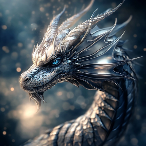 银色细长幻想龙