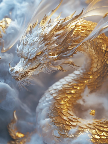 金龙银龙云雾漂浮