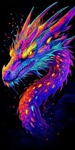 龙首黑底霓虹光影