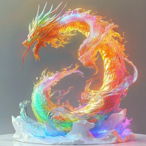 彩虹龙白玉火焰艺术