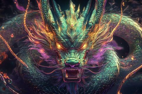 龙纹油彩发光龙绘