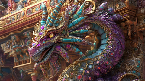 神话龙兽宝石镶嵌雕塑