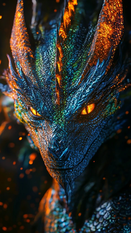 龙形人像彩色鳞片光芒四射