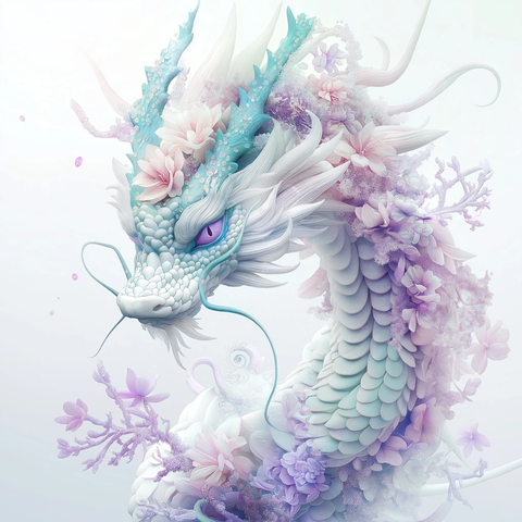 水龙花纹曲线白色背景