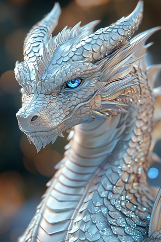 银色龙首塑料雕塑