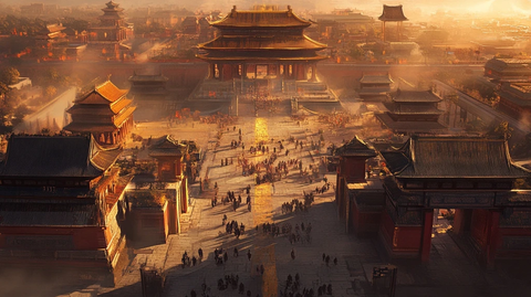 古建筑群中的热闹场景