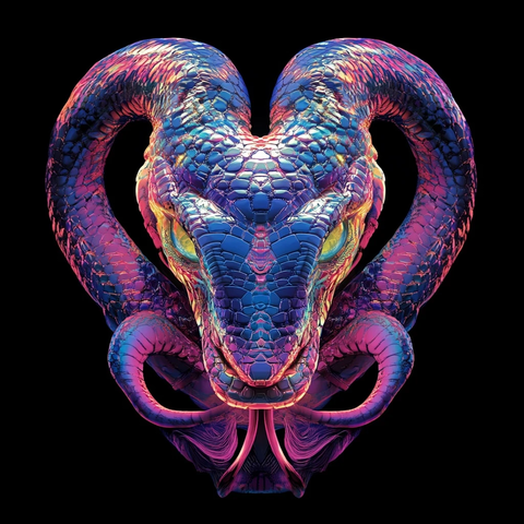 蛇头盘身对称数字艺术