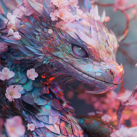 透明龙体内樱花花瓣