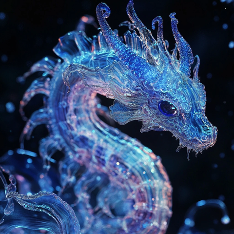 蓝色龙形海生物透明躯体