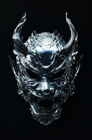 银色鬼面具黑色背景