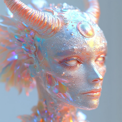 珍珠彩虹骷髅女性巨角鹦鹉脸